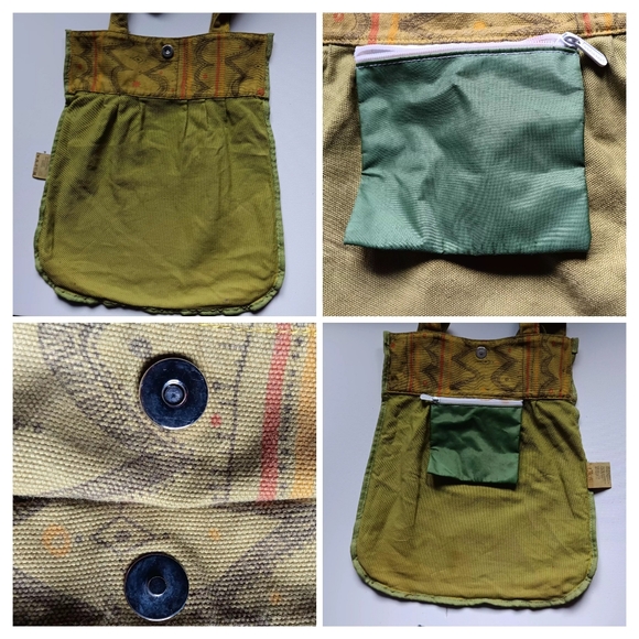 VTG Marimekko Green Cotton Shoulder Bag Purse with Abstract Pattern - Picture 4 of 5